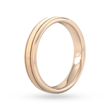 Goldsmiths 4mm Slight Court Heavy Matt Finish With Double Grooves Wedding Ring In 9 Carat Rose Gold