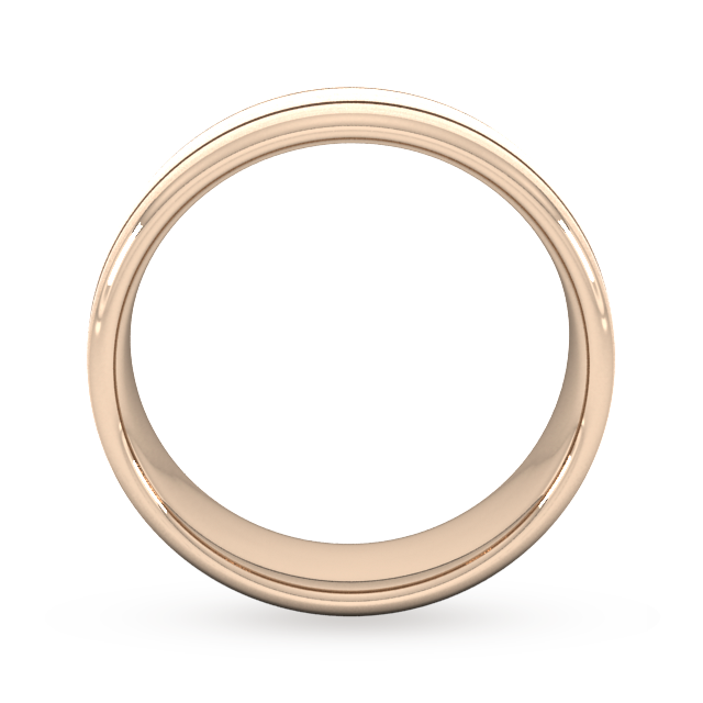 Goldsmiths 7mm Slight Court Heavy Matt Finish With Double Grooves Wedding Ring In 9 Carat Rose Gold