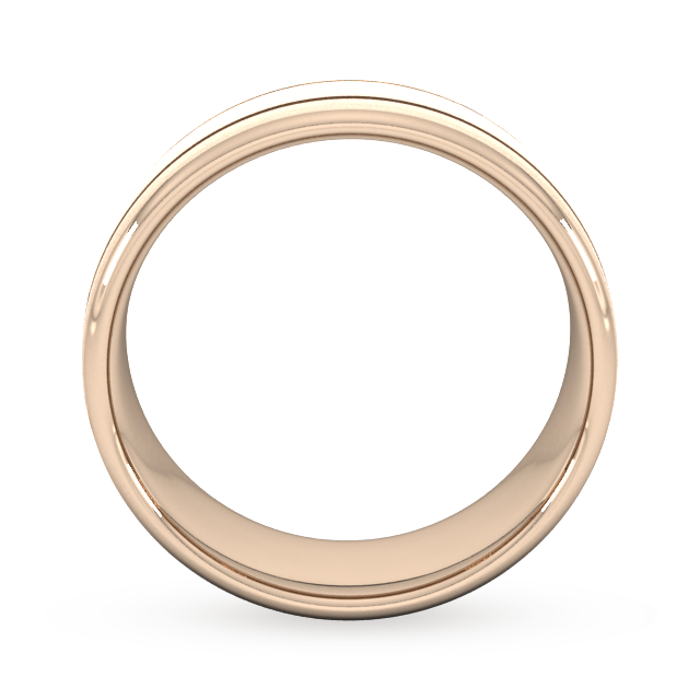 Goldsmiths 8mm Slight Court Extra Heavy Matt Finish With Double Grooves Wedding Ring In 9 Carat Rose Gold - Ring Size R