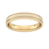 Goldsmiths 4mm Slight Court Standard Matt Finish With Double Grooves Wedding Ring In 18 Carat Yellow Gold