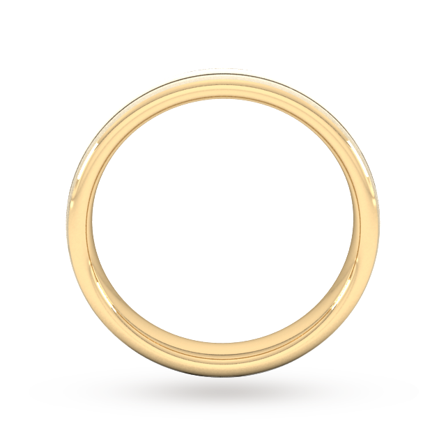 Goldsmiths 4mm Slight Court Standard Matt Finish With Double Grooves Wedding Ring In 18 Carat Yellow Gold - Ring Size P