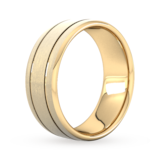 Goldsmiths 8mm Slight Court Extra Heavy Matt Finish With Double Grooves Wedding Ring In 18 Carat Yellow Gold - Ring Size R