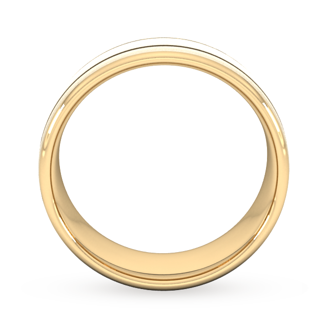 Goldsmiths 8mm Slight Court Extra Heavy Matt Finish With Double Grooves Wedding Ring In 18 Carat Yellow Gold - Ring Size R