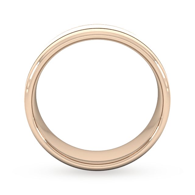 Goldsmiths 7mm Slight Court Heavy Matt Finish With Double Grooves Wedding Ring In 18 Carat Rose Gold