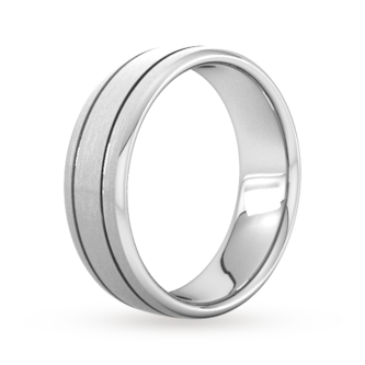 Goldsmiths 7mm Slight Court Standard Matt Finish With Double Grooves Wedding Ring In 950  Palladium