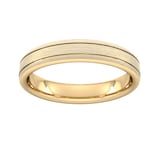 Goldsmiths 4mm Flat Court Heavy Matt Finish With Double Grooves Wedding Ring In 9 Carat Yellow Gold - Ring Size G