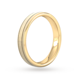 Goldsmiths 4mm Flat Court Heavy Matt Finish With Double Grooves Wedding Ring In 9 Carat Yellow Gold - Ring Size G