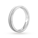 Goldsmiths 4mm Flat Court Heavy Matt Finish With Double Grooves Wedding Ring In 18 Carat White Gold - Ring Size H