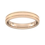 Goldsmiths 4mm Traditional Court Standard Matt Finish With Double Grooves Wedding Ring In 18 Carat Rose Gold - Ring Size P