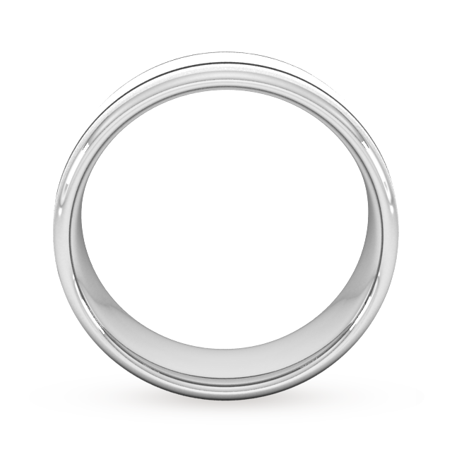 Goldsmiths 8mm D Shape Standard Matt Finish With Double Grooves Wedding Ring In 950 Palladium