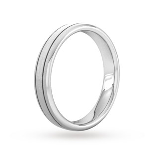 Goldsmiths 4mm D Shape Heavy Matt Finish With Double Grooves Wedding Ring In 950  Palladium
