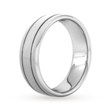 Goldsmiths 7mm D Shape Heavy Matt Finish With Double Grooves Wedding Ring In 950  Palladium