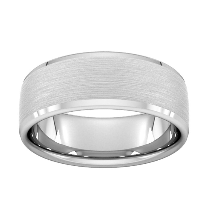 Goldsmiths 8mm Slight Court Heavy Polished Chamfered Edges With Matt Centre Wedding Ring In 9 Carat White Gold - Ring Size X