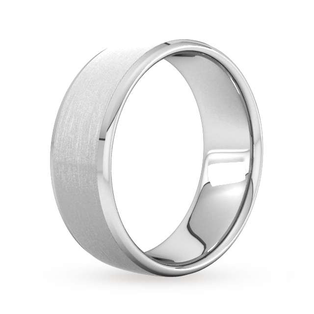 Goldsmiths 8mm Slight Court Heavy Polished Chamfered Edges With Matt Centre Wedding Ring In 9 Carat White Gold