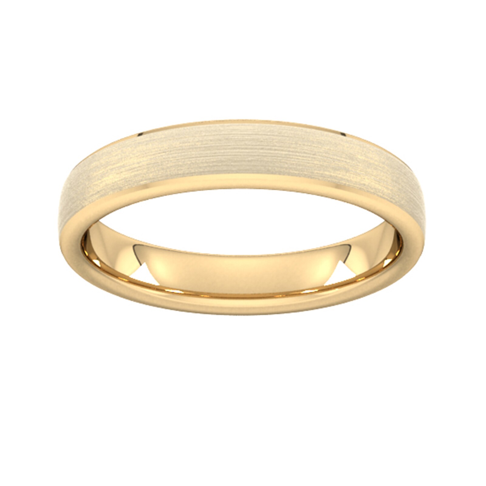 4mm Slight Court Standard Polished Chamfered Edges With Matt Centre Wedding Ring In 9 Carat Yellow Gold - Ring Size Q