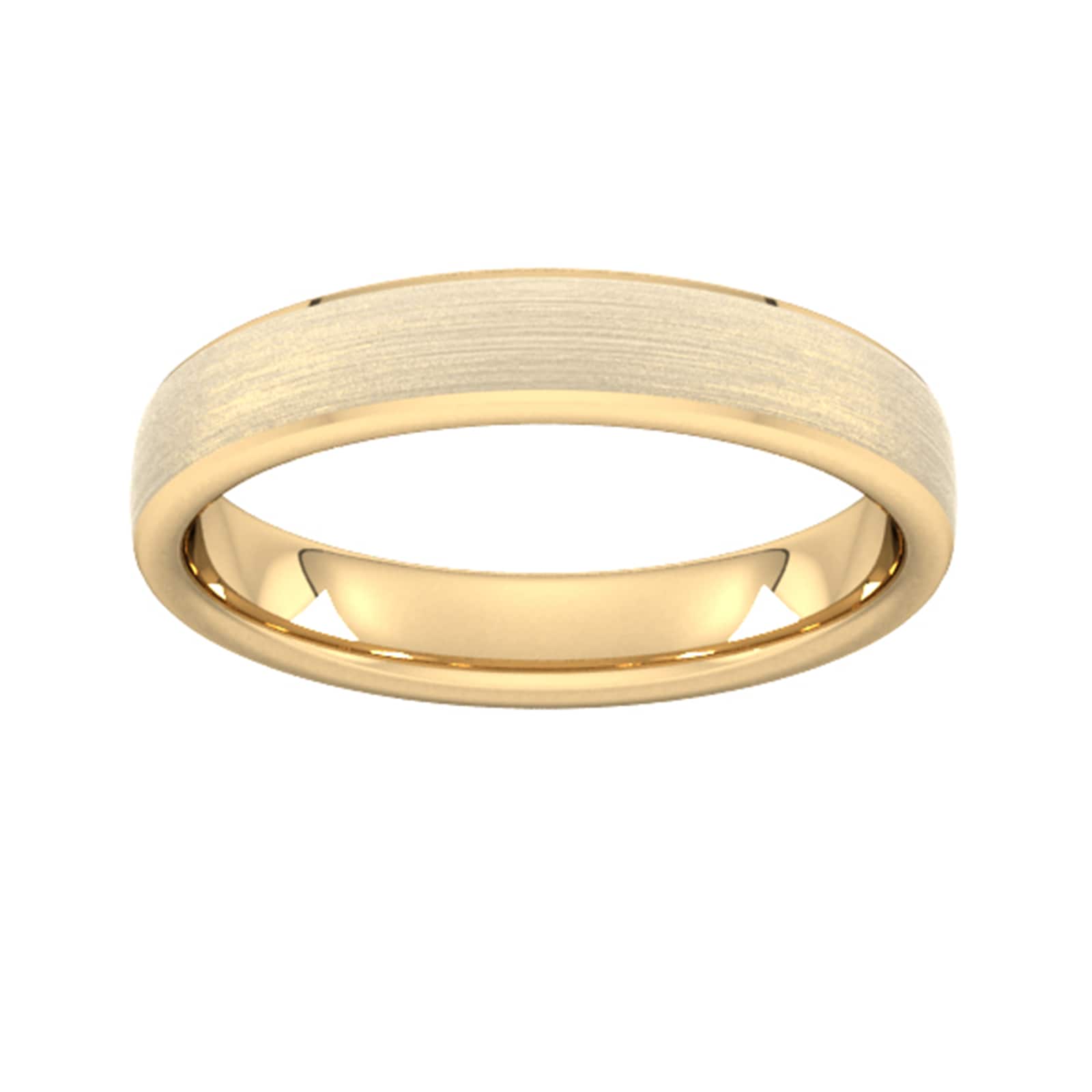 4mm Slight Court Standard Polished Chamfered Edges With Matt Centre Wedding Ring In 9 Carat Yellow Gold - Ring Size Q