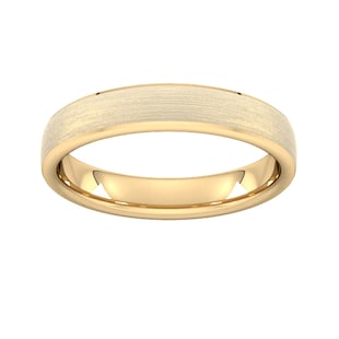 Goldsmiths 4mm Slight Court Standard Polished Chamfered Edges With Matt Centre Wedding Ring In 9 Carat Yellow Gold
