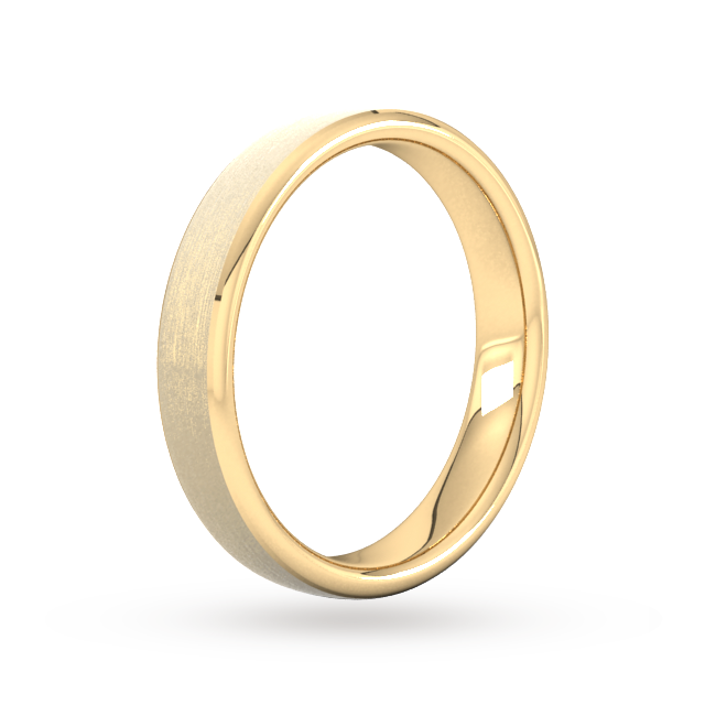 Goldsmiths 4mm Slight Court Standard Polished Chamfered Edges With Matt Centre Wedding Ring In 9 Carat Yellow Gold