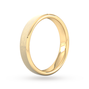 Goldsmiths 4mm Slight Court Standard Polished Chamfered Edges With Matt Centre Wedding Ring In 9 Carat Yellow Gold