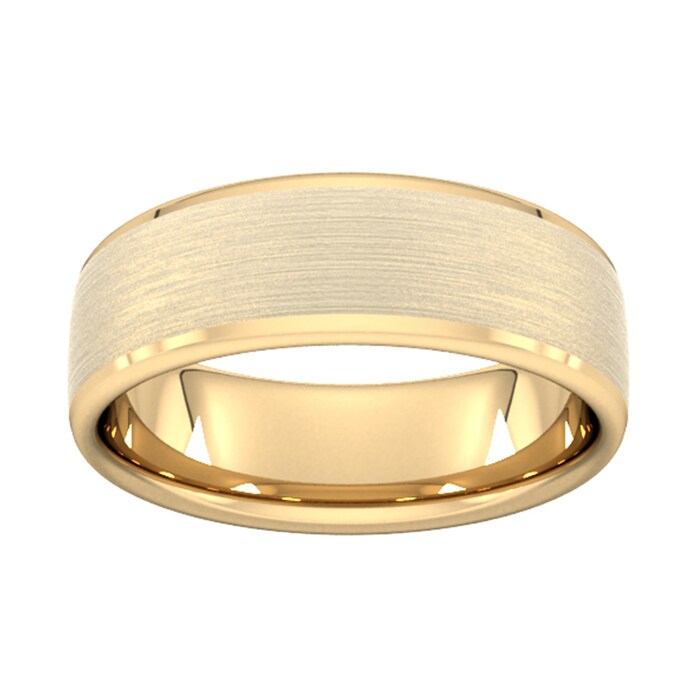 Goldsmiths 7mm Slight Court Standard Polished Chamfered Edges With Matt Centre Wedding Ring In 9 Carat Yellow Gold - Ring Size J