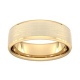 Goldsmiths 7mm Slight Court Standard Polished Chamfered Edges With Matt Centre Wedding Ring In 9 Carat Yellow Gold - Ring Size J