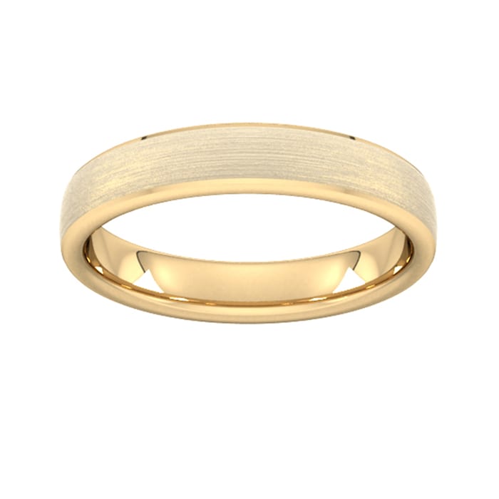 Goldsmiths 4mm Slight Court Heavy Polished Chamfered Edges With Matt Centre Wedding Ring In 9 Carat Yellow Gold - Ring Size P