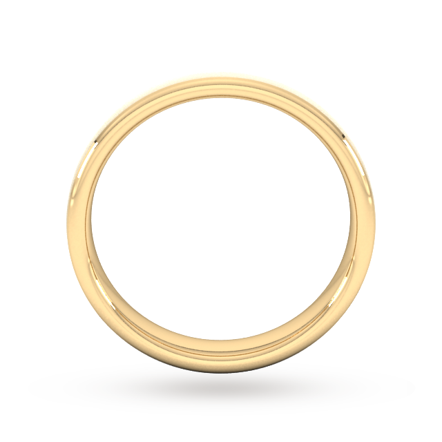 Goldsmiths 4mm Slight Court Heavy Polished Chamfered Edges With Matt Centre Wedding Ring In 9 Carat Yellow Gold - Ring Size P