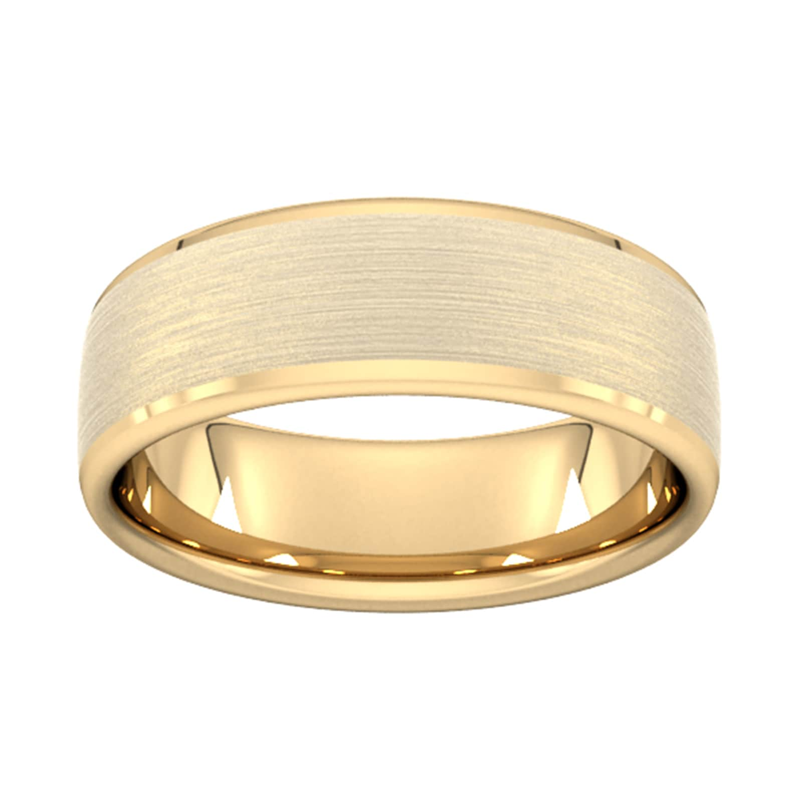 7mm Slight Court Extra Heavy Polished Chamfered Edges With Matt Centre Wedding Ring In 9 Carat Yellow Gold - Ring Size L