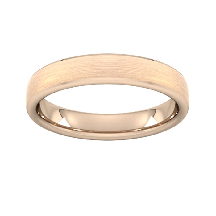 Goldsmiths 4mm Slight Court Heavy Polished Chamfered Edges With Matt Centre Wedding Ring In 9 Carat Rose Gold - Ring Size P