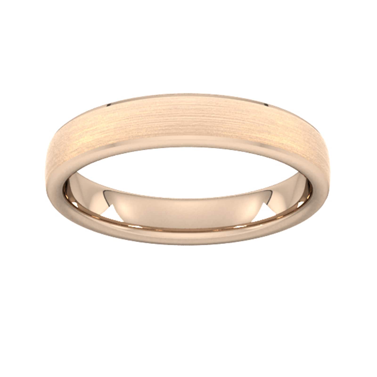 Goldsmiths 4mm Slight Court Extra Heavy Polished Chamfered Edges With Matt Centre Wedding Ring In 9 Carat Rose Gold Goldsmiths 4mm Slight Court Extra Heavy Polished Chamfered Edges With Matt Centre Wedding Ring In 9 Carat Rose Gold