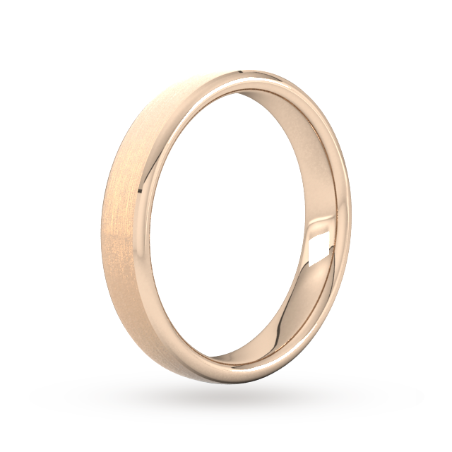 Goldsmiths 4mm Slight Court Extra Heavy Polished Chamfered Edges With Matt Centre Wedding Ring In 9 Carat Rose Gold Goldsmiths 4mm Slight Court Extra Heavy Polished Chamfered Edges With Matt Centre Wedding Ring In 9 Carat Rose Gold