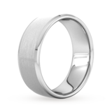 Goldsmiths 8mm Slight Court Standard Polished Chamfered Edges With Matt Centre Wedding Ring In 18 Carat White Gold
