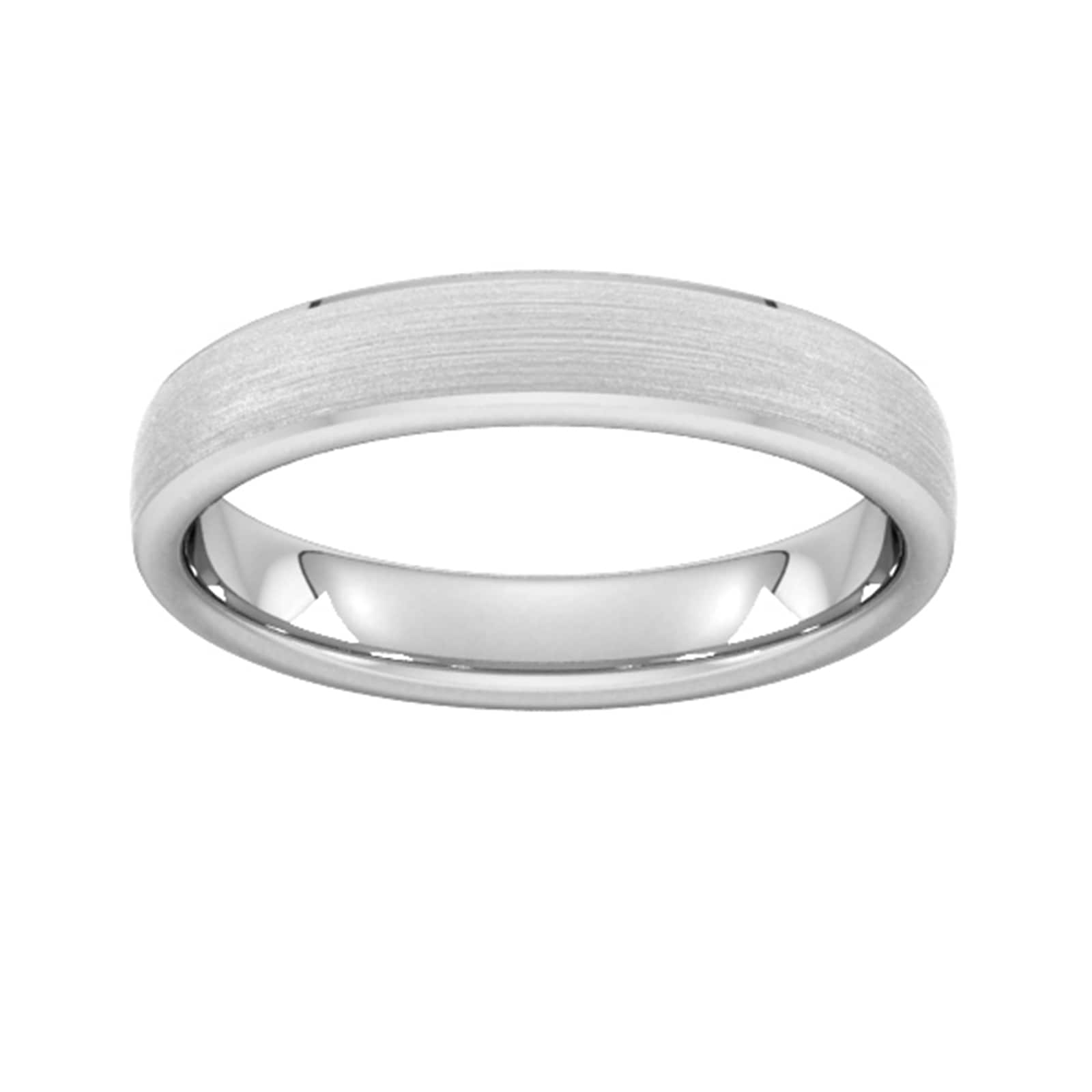 Goldsmiths 4mm Slight Court Heavy Polished Chamfered Edges With Matt Centre Wedding Ring In 18 Carat White Gold Goldsmiths 4mm Slight Court Heavy Polished Chamfered Edges With Matt Centre Wedding Ring In 18 Carat White Gold