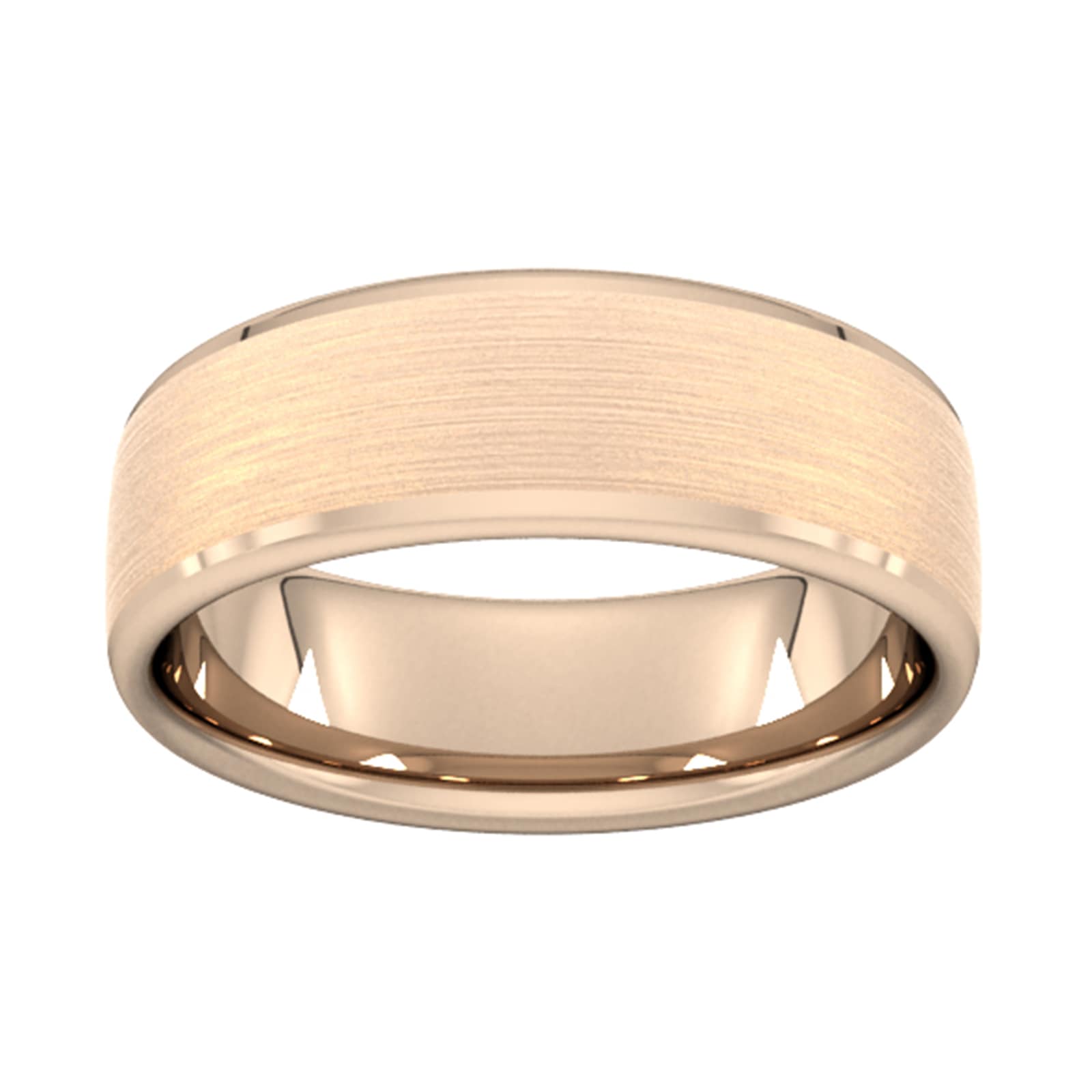 Goldsmiths 7mm Slight Court Heavy Polished Chamfered Edges With Matt Centre Wedding Ring In 18 Carat Rose Gold Goldsmiths 7mm Slight Court Heavy Polished Chamfered Edges With Matt Centre Wedding Ring In 18 Carat Rose Gold