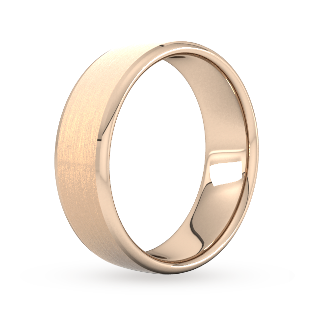 Goldsmiths 7mm Slight Court Extra Heavy Polished Chamfered Edges With Matt Centre Wedding Ring In 18 Carat Rose Gold - Ring Size P