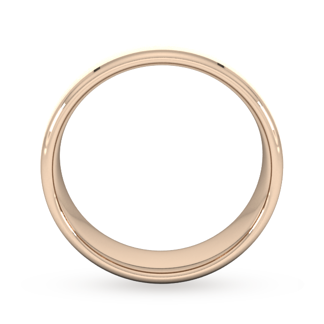 Goldsmiths 7mm Slight Court Extra Heavy Polished Chamfered Edges With Matt Centre Wedding Ring In 18 Carat Rose Gold