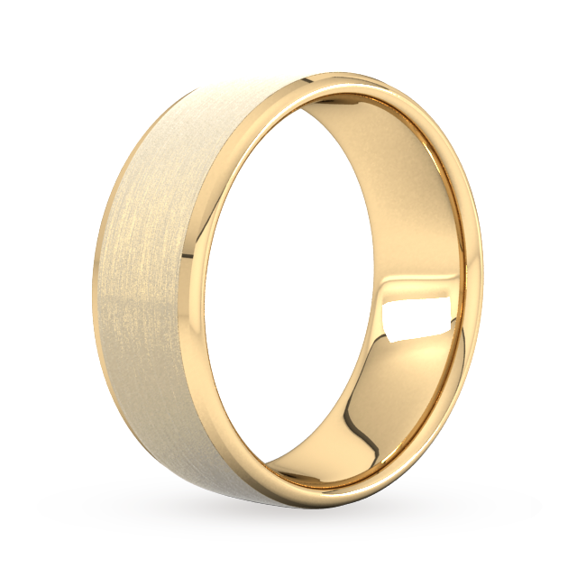 Goldsmiths 8mm Flat Court Heavy Polished Chamfered Edges With Matt Centre Wedding Ring In 9 Carat Yellow Gold - Ring Size P