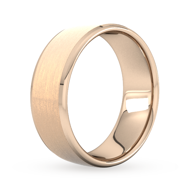Goldsmiths 8mm Flat Court Heavy Polished Chamfered Edges With Matt Centre Wedding Ring In 9 Carat Rose Gold
