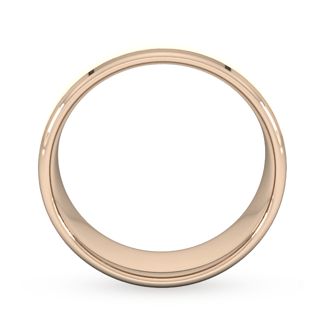 Goldsmiths 8mm Flat Court Heavy Polished Chamfered Edges With Matt Centre Wedding Ring In 9 Carat Rose Gold - Ring Size P