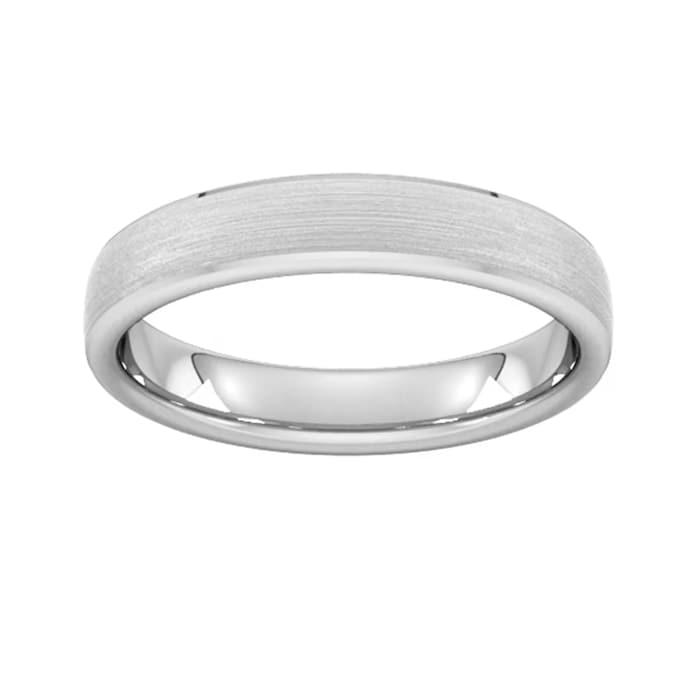 Goldsmiths 4mm Flat Court Heavy Polished Chamfered Edges With Matt Centre Wedding Ring In 18 Carat White Gold