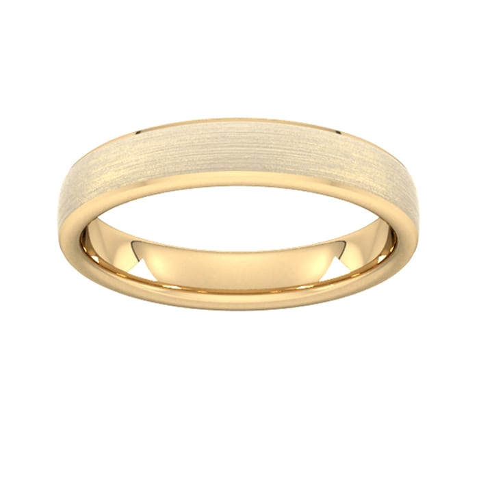 Goldsmiths 4mm Flat Court Heavy Polished Chamfered Edges With Matt Centre Wedding Ring In 18 Carat Yellow Gold - Ring Size Q