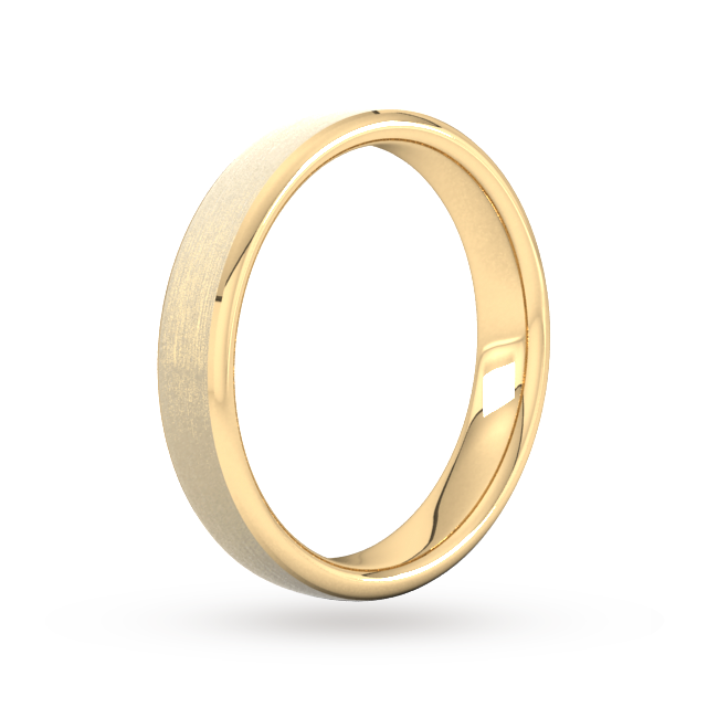 Goldsmiths 4mm Flat Court Heavy Polished Chamfered Edges With Matt Centre Wedding Ring In 18 Carat Yellow Gold