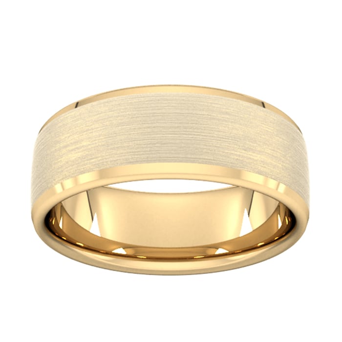 Goldsmiths 8mm Flat Court Heavy Polished Chamfered Edges With Matt Centre Wedding Ring In 18 Carat Yellow Gold - Ring Size O