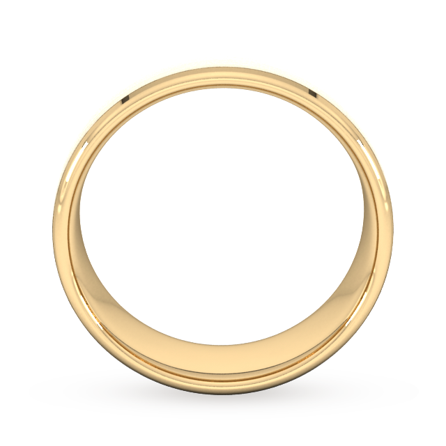 Goldsmiths 8mm Flat Court Heavy Polished Chamfered Edges With Matt Centre Wedding Ring In 18 Carat Yellow Gold - Ring Size S