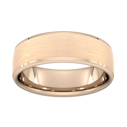 08303568 - 7mm Flat Court Heavy Polished Chamfered Edges With Matt Centre Wedding Ring In 18 Carat Rose Gold