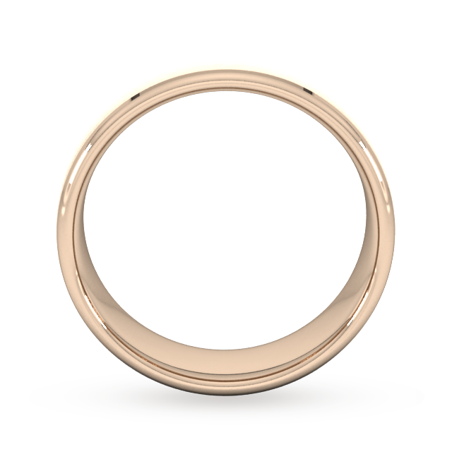 Goldsmiths 7mm Flat Court Heavy Polished Chamfered Edges With Matt Centre Wedding Ring In 18 Carat Rose Gold - Ring Size P
