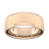 Goldsmiths 8mm Flat Court Heavy Polished Chamfered Edges With Matt Centre Wedding Ring In 18 Carat Rose Gold - Ring Size P