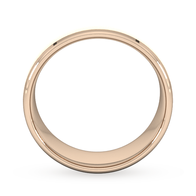 Goldsmiths 8mm Flat Court Heavy Polished Chamfered Edges With Matt Centre Wedding Ring In 18 Carat Rose Gold