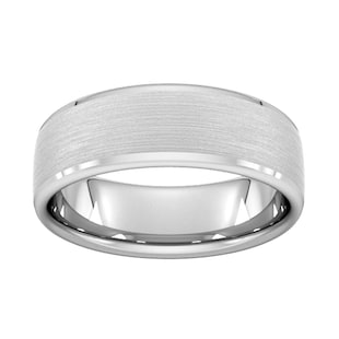 Goldsmiths 7mm Traditional Court Heavy Polished Chamfered Edges With Matt Centre Wedding Ring In 9 Carat White Gold