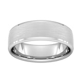 Goldsmiths 7mm Traditional Court Heavy Polished Chamfered Edges With Matt Centre Wedding Ring In 9 Carat White Gold